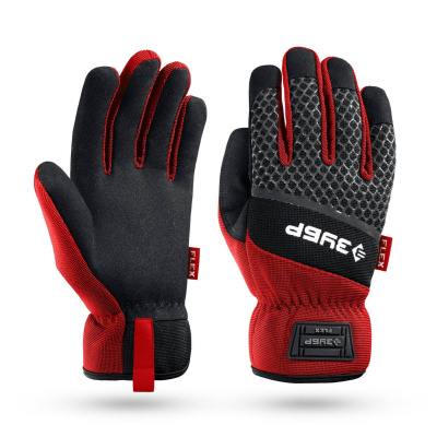 ЗУБР  FLEX р.L (9), красные, профессиональные комбинированные перчатки, работа с сенсорными экранами, Профессионал  (11479-L)